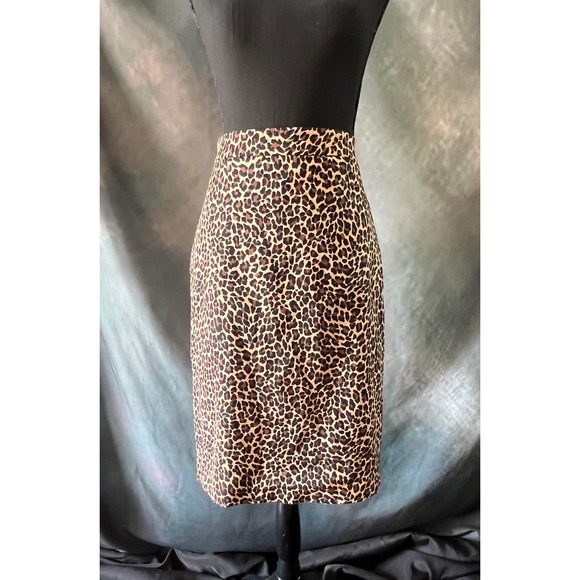 J. Crew Animal Print Pencil Skirt Womens Career Leopard - Picture 1 of 9